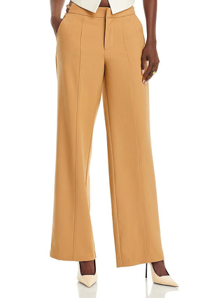 Avec Les Filles Cutout Waist Wide Leg Pants Camel