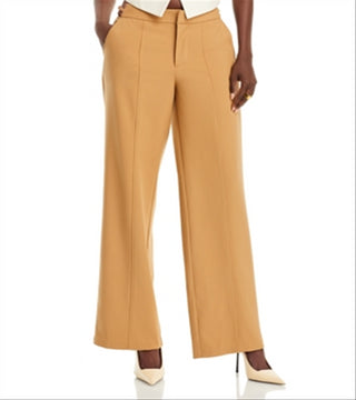 Avec Les Filles Cutout Waist Wide Leg Pants Camel