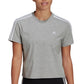 adidas Women's Cotton Cropped 3 Stripe T-Shirt Gray Size Large
