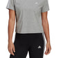 adidas Women's Cotton Cropped 3 Stripe T-Shirt Gray Size Large
