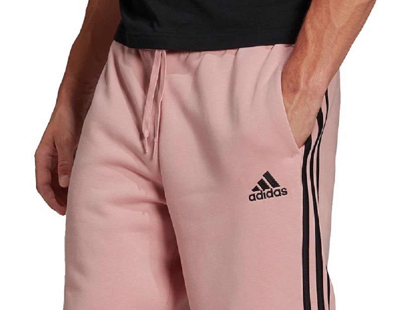 adidas Men's 3 Stripes 10 Fleece Shorts Pink Size X-Large