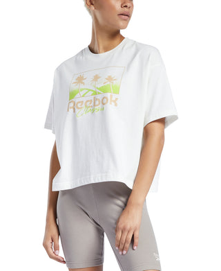 Reebok Women's Cotton Graphic T-Shirt White Size X-Large