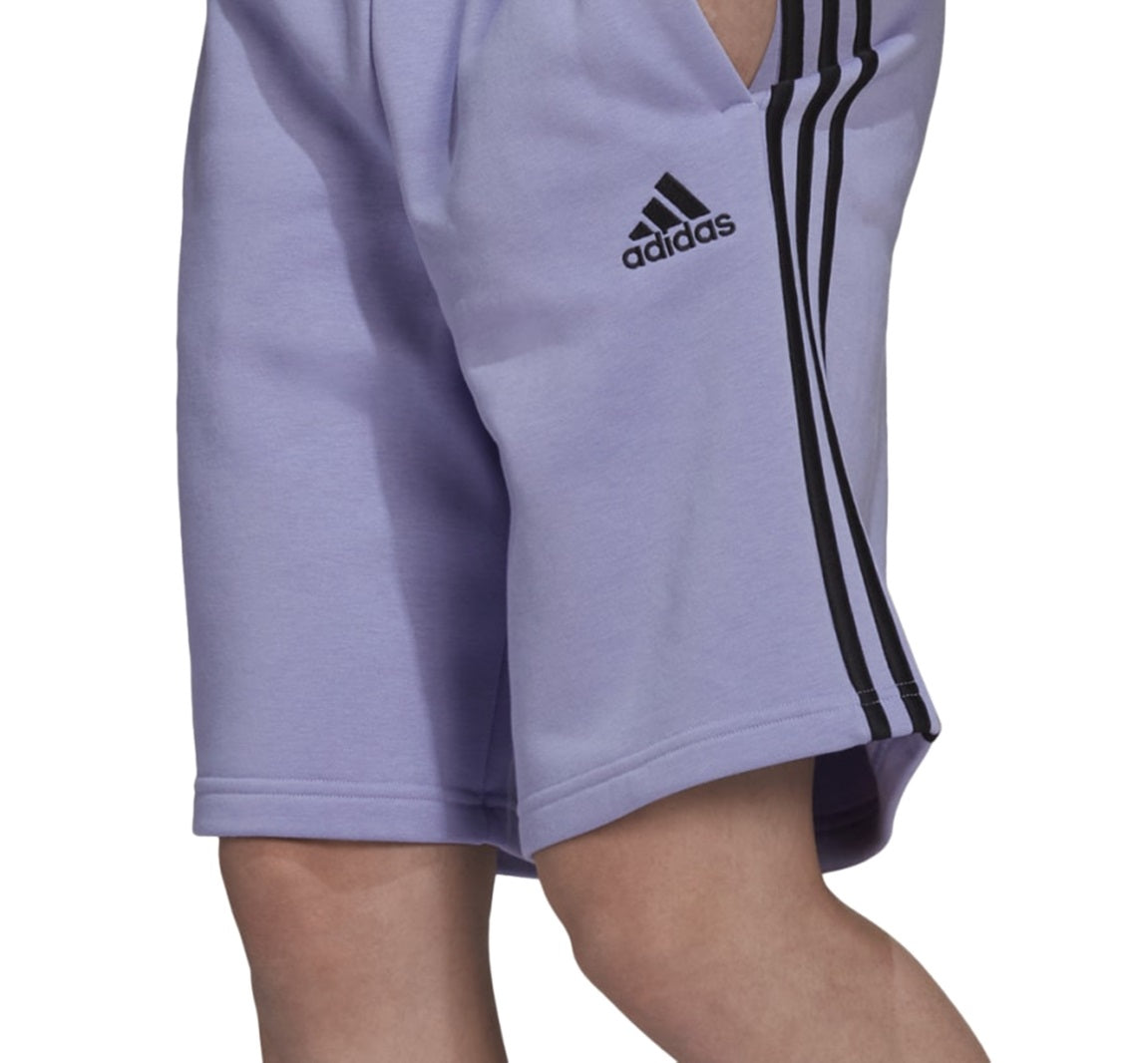 adidas Men's 3 Stripes 10 Fleece Shorts Purple Size XX-Large