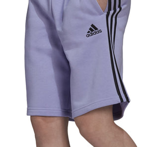 adidas Men's 3 Stripes 10 Fleece Shorts Purple Size XX-Large