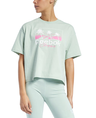 Reebok Women's Cotton Graphic T-Shirt Green Size Large