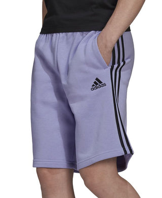 adidas Men's 3 Stripes 10 Fleece Shorts Purple Size Small