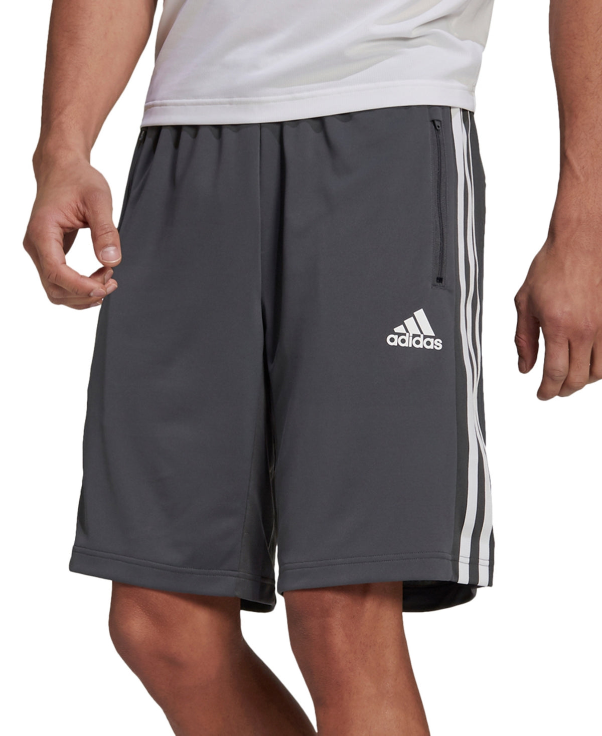adidas Men's Primeblue Designed 2 Move 10 3 Stripes Shorts Gray Size Small