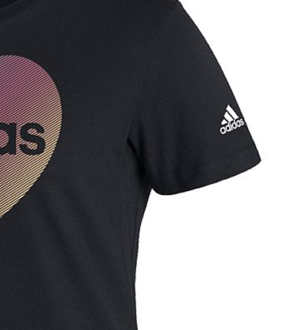 adidas Women's Cotton Badge Of Sport Logo Graphic T-Shirt Black Size Medium