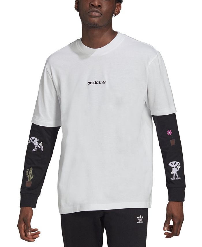 Adidas Men's Trefoil Long Sleeve Tee White Size Medium