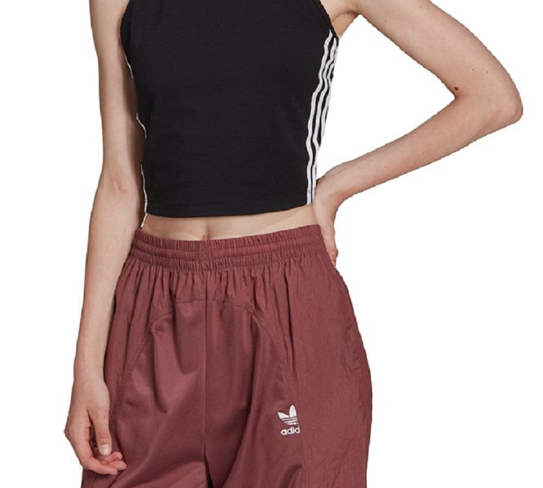 adidas Women's Halter Neck Crop Tank Top Black Size Large