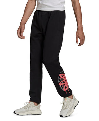 adidas Men's Behind The Tefoil Regular Fit Logo Print Fleece Sweatpants Black Size X-Large