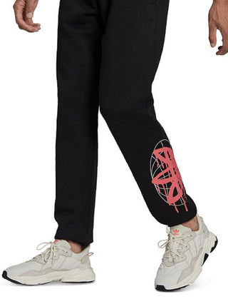 adidas Men's Behind The Tefoil Regular Fit Logo Print Fleece Sweatpants Black Size X-Large