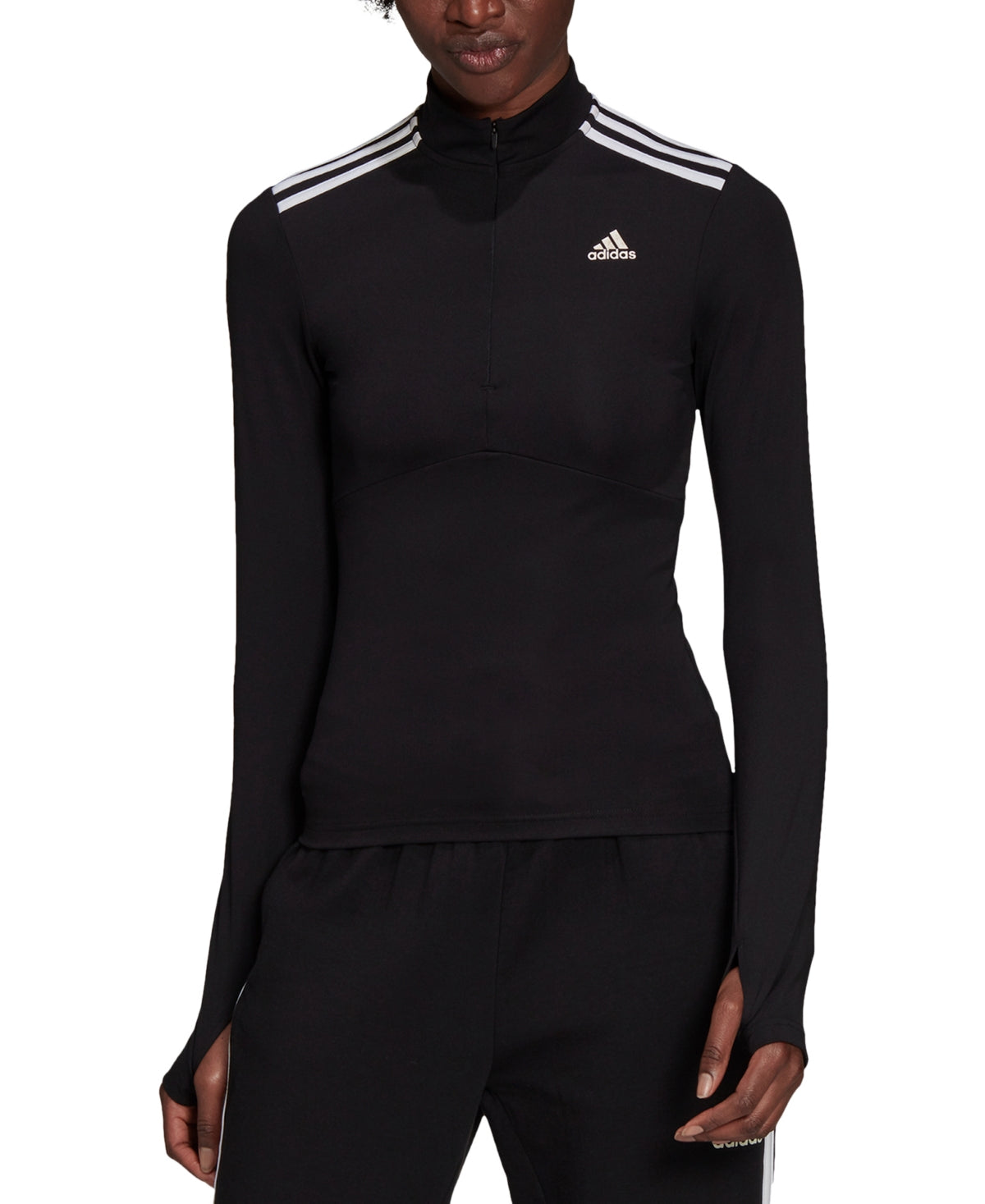 adidas Women's Hyperglam Quarter Zip Top Black Size Large
