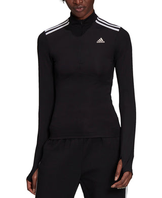 adidas Women's Hyperglam Quarter Zip Top Black Size Large