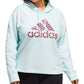 adidas Women's Dot Print Logo Hooded Sweatshirt Blue Size 3X