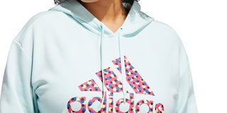 adidas Women's Dot Print Logo Hooded Sweatshirt Blue Size 3X