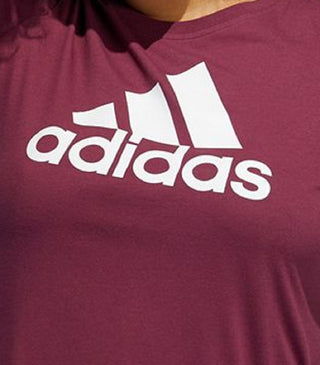 adidas Women's Ribbed Logo Graphic Long Sleeve Crew Neck Active Wear Top Red Size 1X
