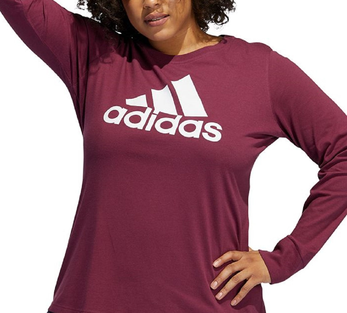 adidas Women's Badge Of Sports Cotton Logo Top Red Size 4X