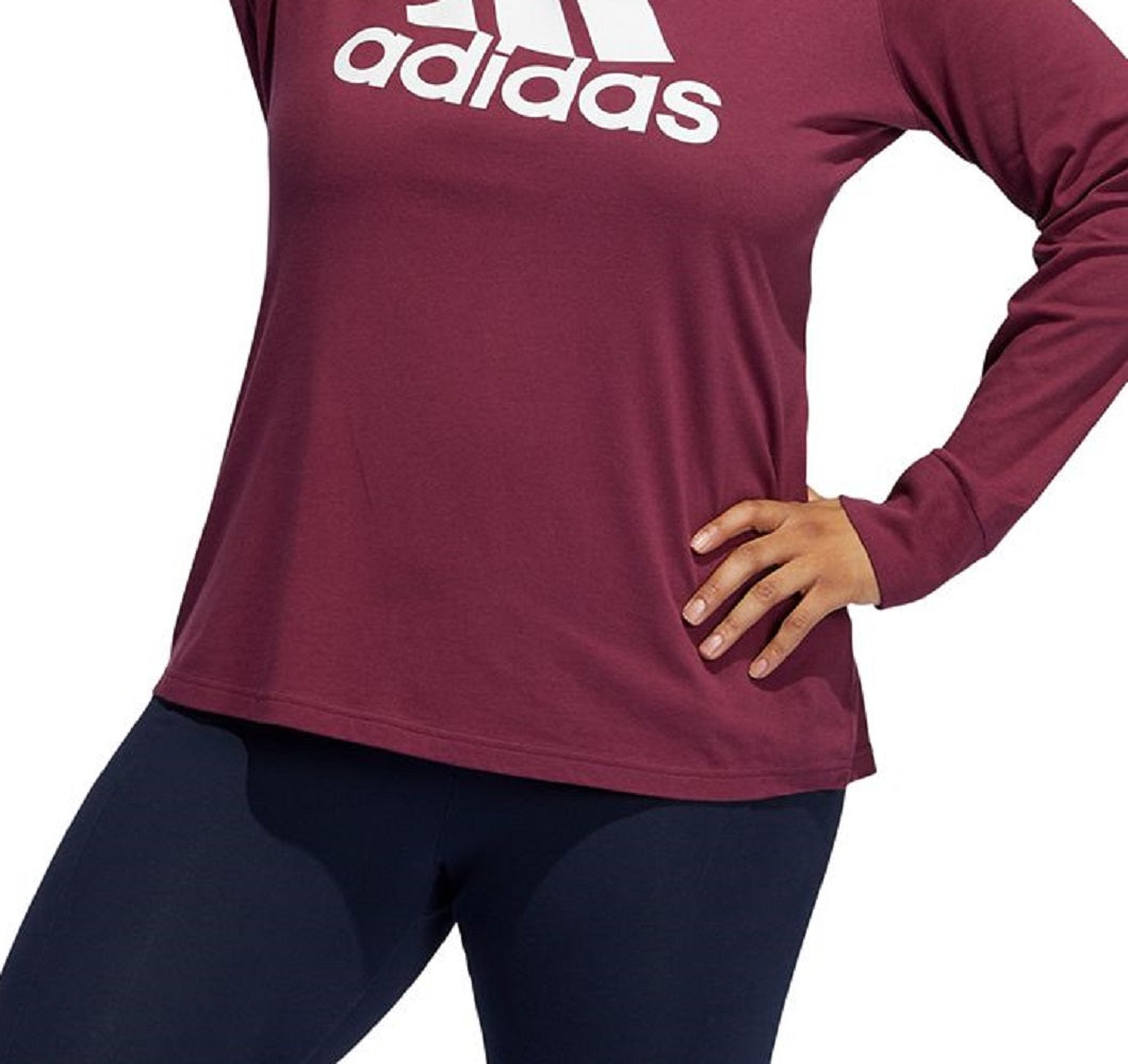 adidas Women's Badge Of Sports Cotton Logo Top Red Size 4X