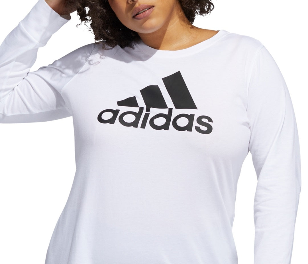 adidas Women's Badge Of Sports Cotton Logo Top White Size 1X