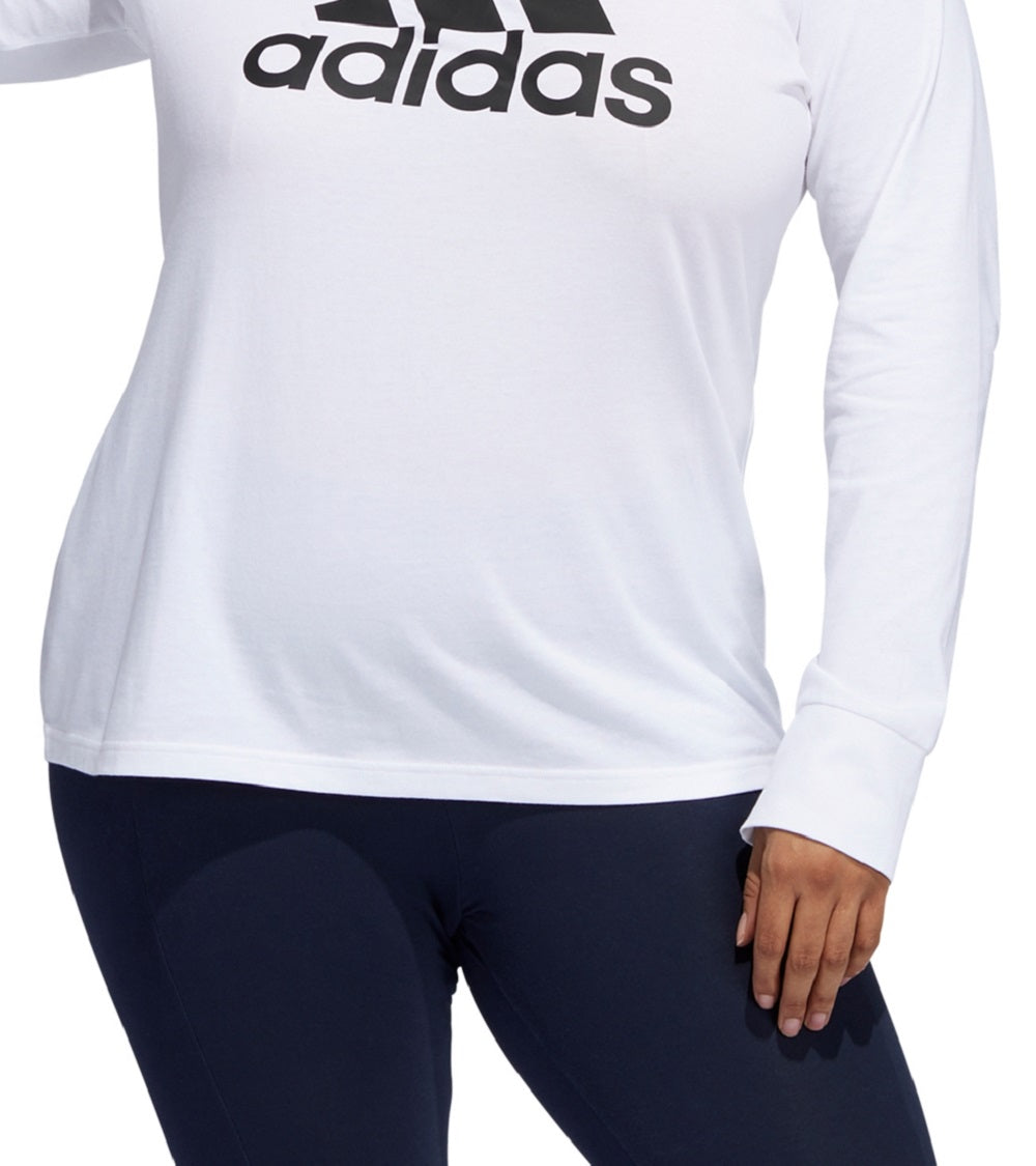 adidas Women's Badge Of Sports Cotton Logo Top White Size 1X