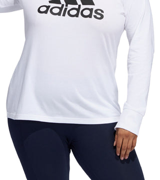 adidas Women's Badge Of Sports Cotton Logo Top White Size 1X