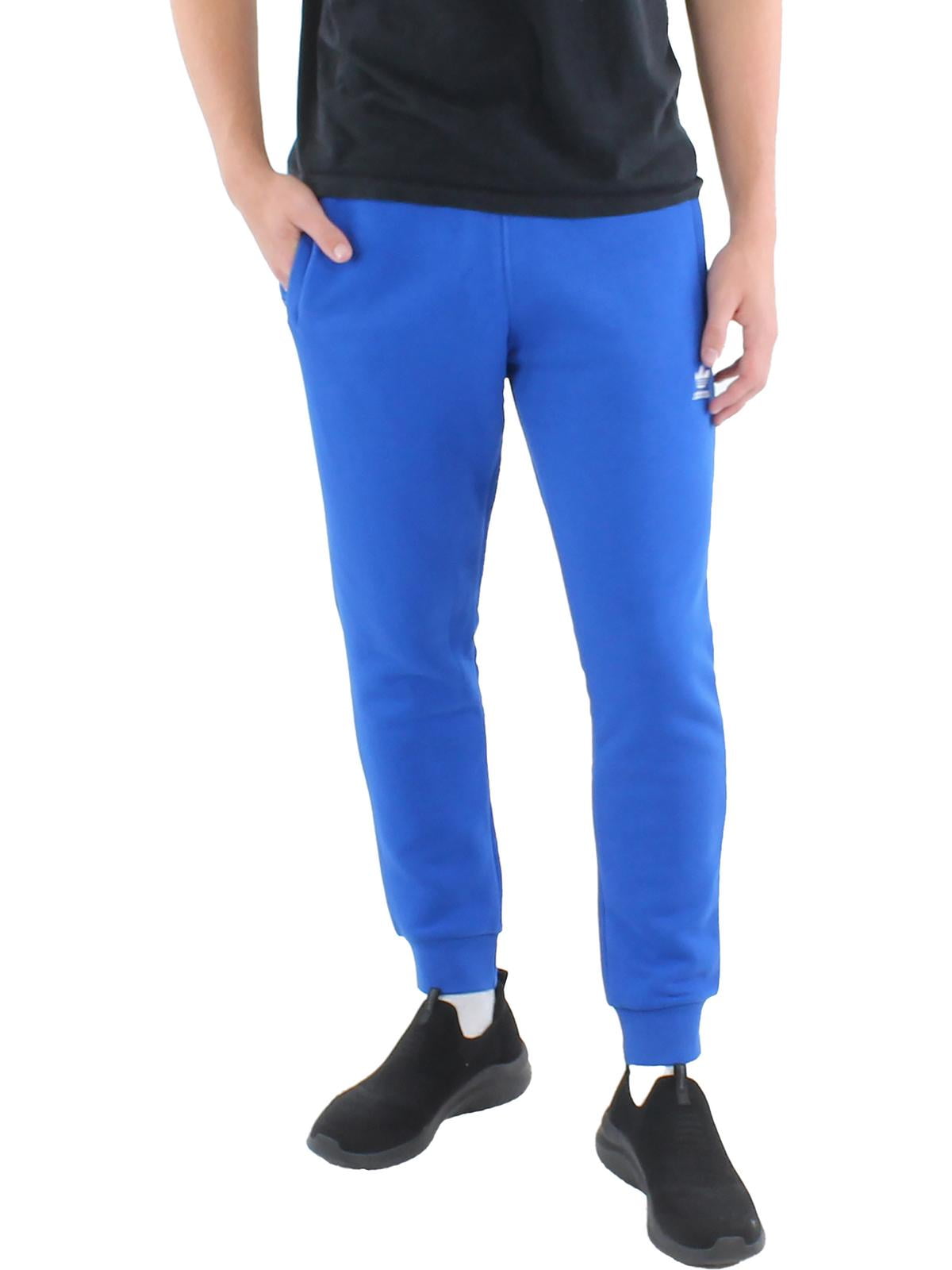 adidas Men's Essentials Slim Ft Tapered Leg Sweatpants Blue Size Medium