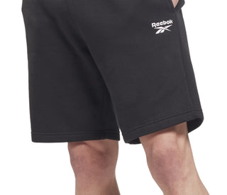 Reebok Men's Identity Slim Fit Logo Print Fleece Shorts Black Size Small