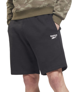 Reebok Men's Identity Slim Fit Logo Print Fleece Shorts Black Size Small