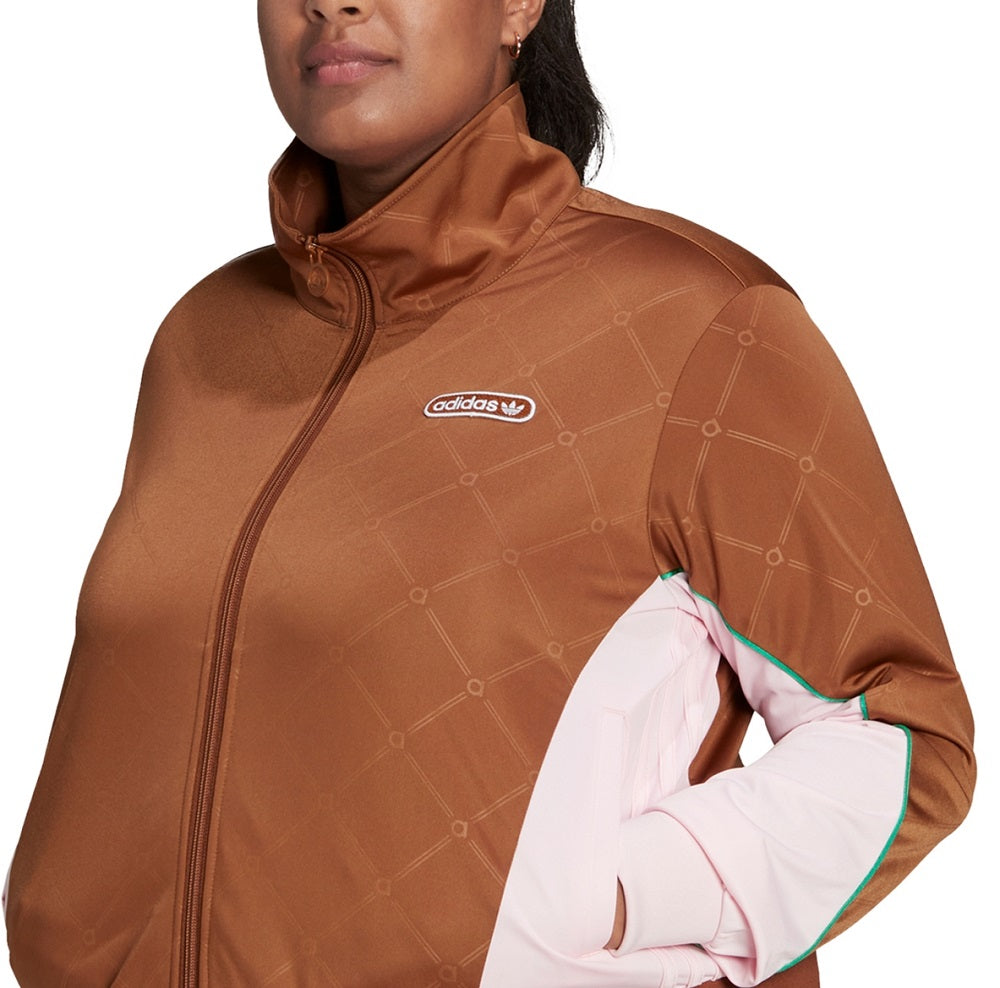 adidas Women's Colorblocked Zip Front Track Jacket Brown Size 3X