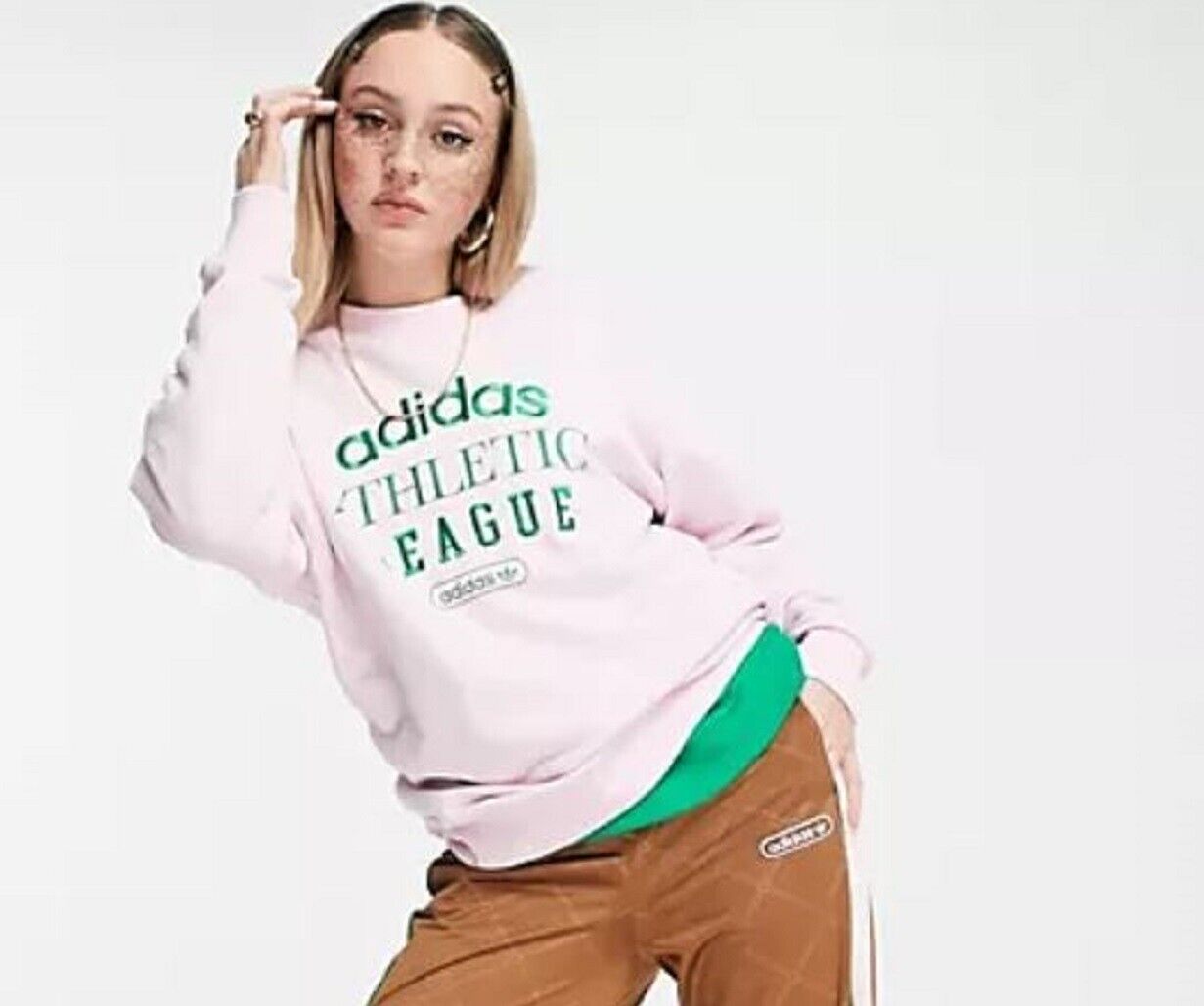 Adidas Women's Originals Retro Luxury Crewneck Sweatshirt Pink Size M