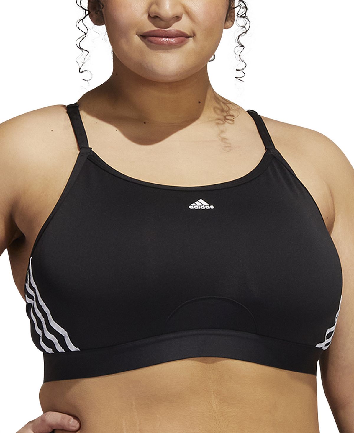adidas Women's 3 Stripes X Back Sports Bra Black Size 3X