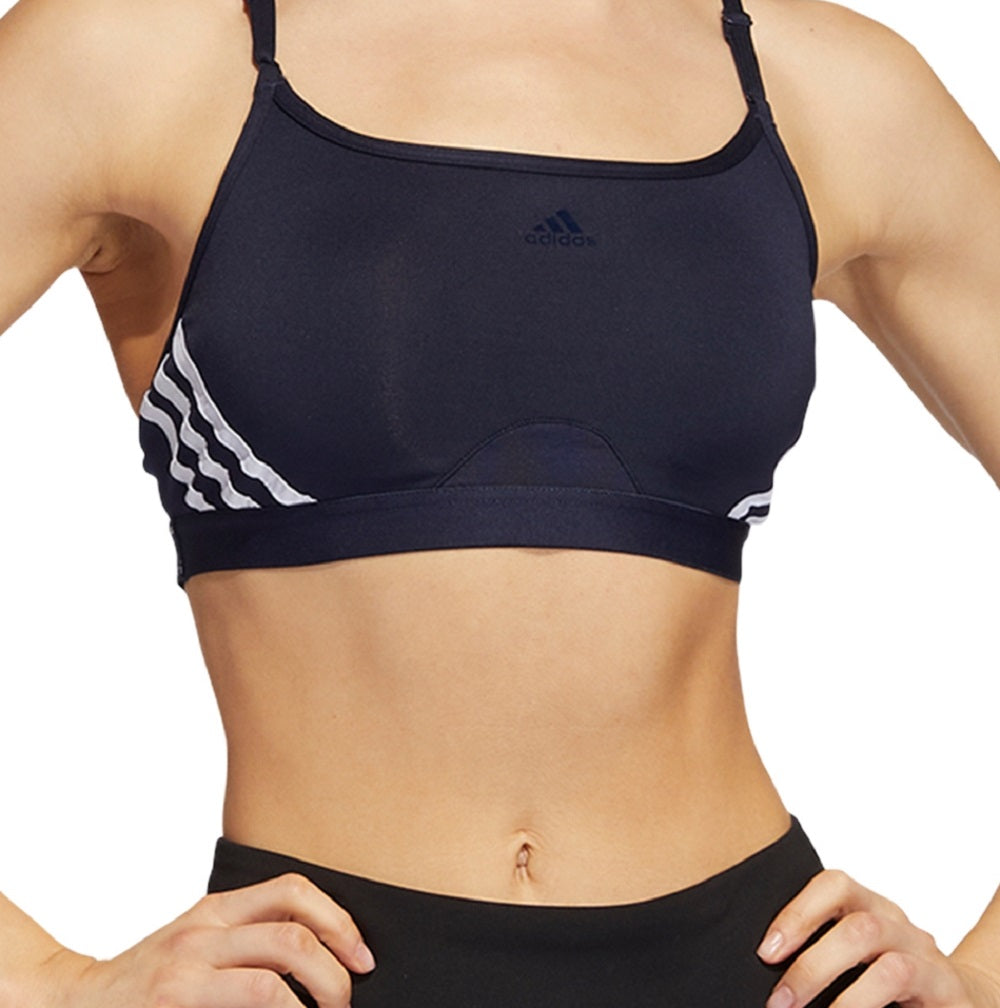 adidas Women's Aeroreact 3 Stripes Low Impact Sports Bra Blue Size X-Large