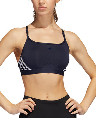 adidas Women's Aeroreact 3 Stripes Low Impact Sports Bra Blue Size X-Large