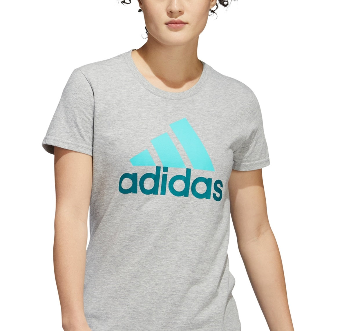 adidas Women's Badge Of Sport Logo Cotton T-Shirt Gray Size Small