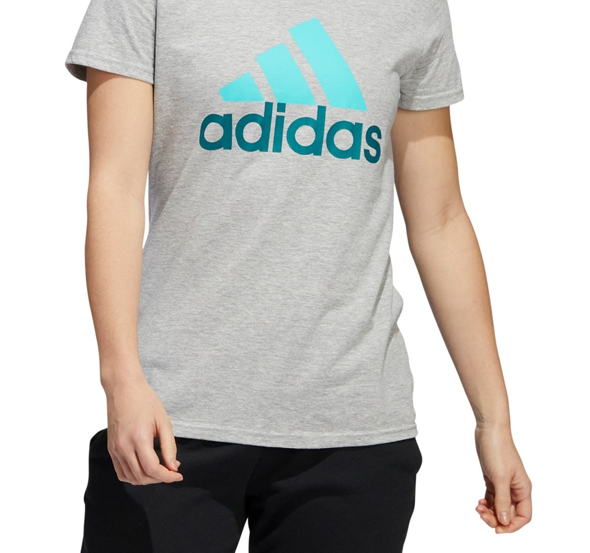 adidas Women's Badge Of Sport Logo Cotton T-Shirt Gray Size Small