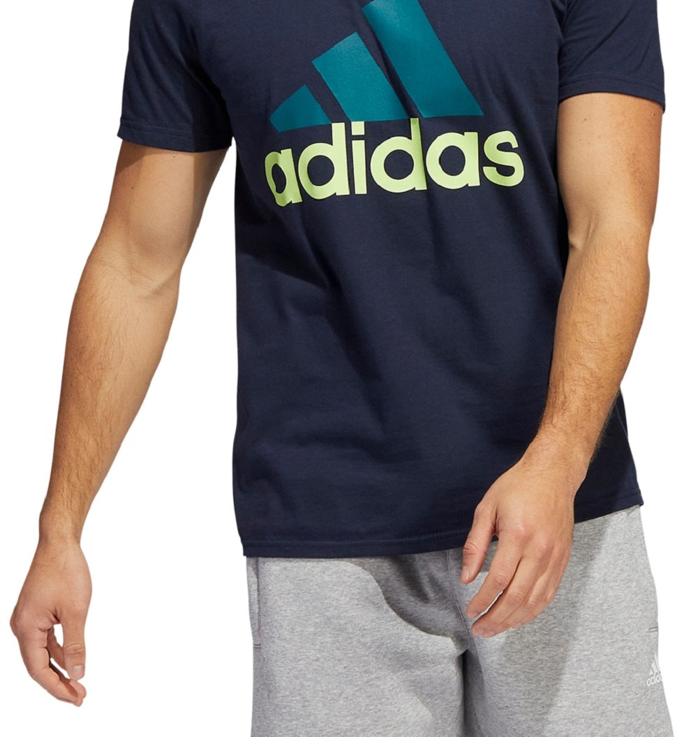 adidas Men's Badge Of Sport Logo T-Shirt Blue Size X-Large