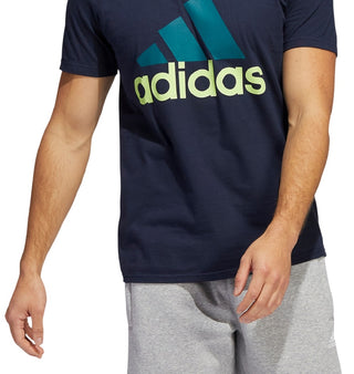 adidas Men's Badge Of Sport Logo T-Shirt Blue Size X-Large