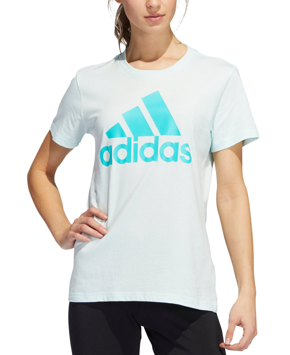 adidas Women's Classic Logo Cotton T-Shirt Blue Size S
