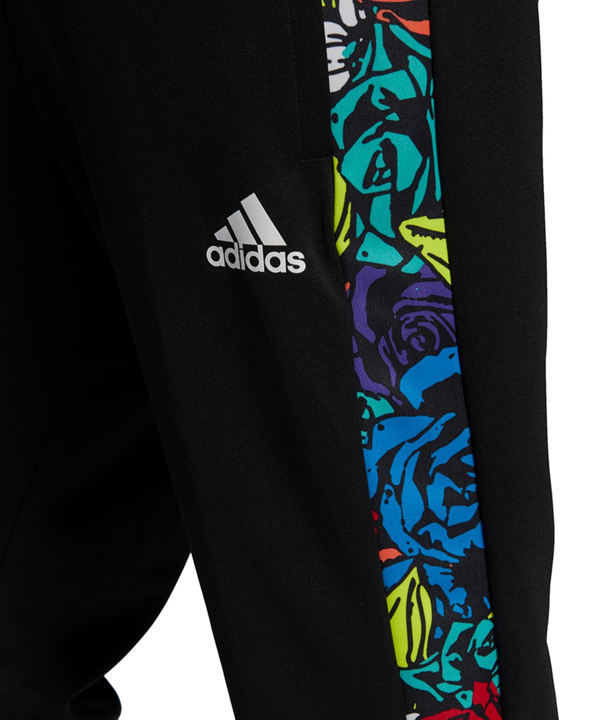 adidas Men's Tiro 21 Regular Fit Moisture Wicking Floral Panel Track Pants Black Size XX-Large