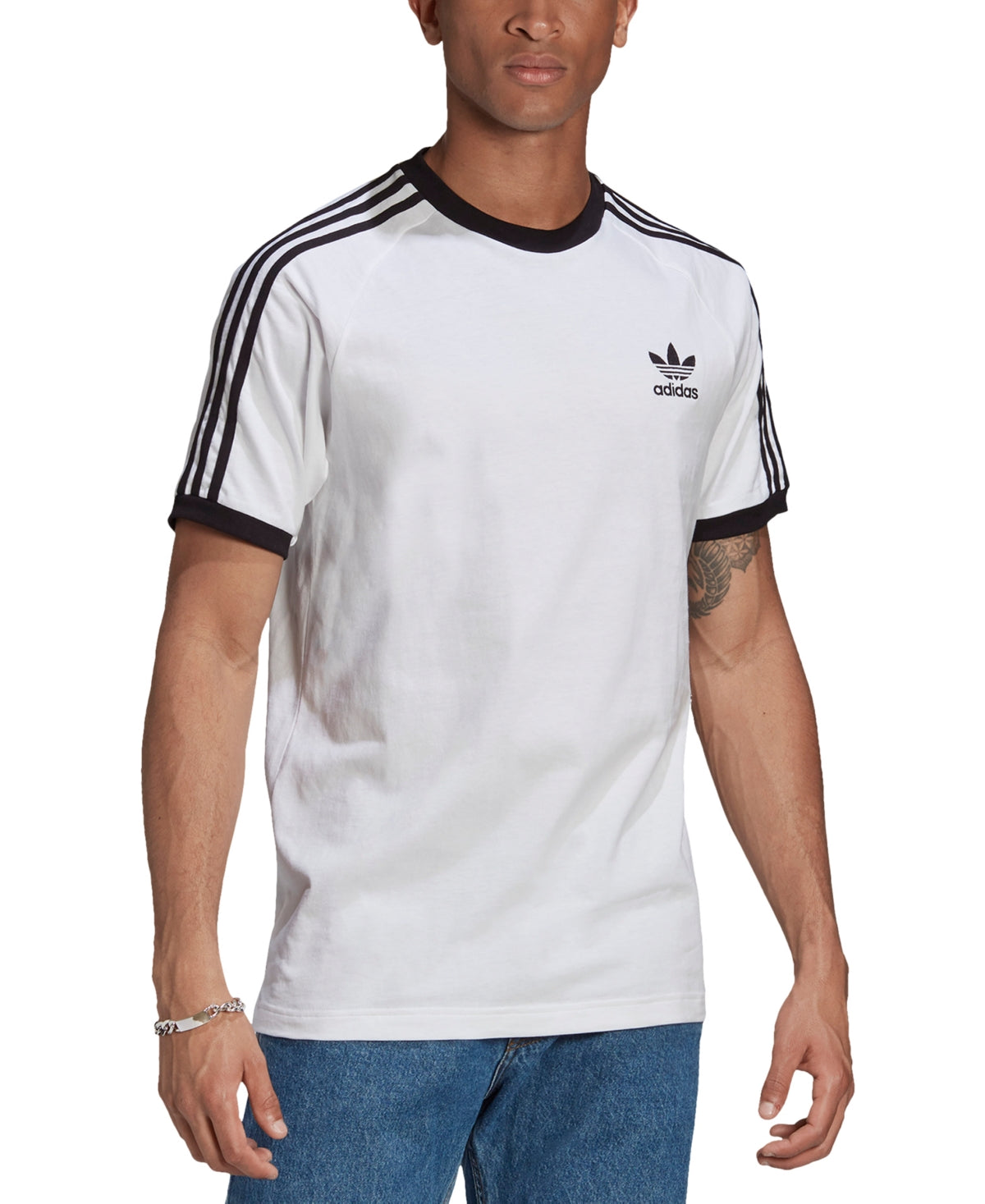 adidas Men's Adicolor 3 Stripes Cotton T-Shirt Green Size M