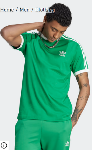 adidas Men's 3 Stripes Cotton T-Shirt Green Size Small