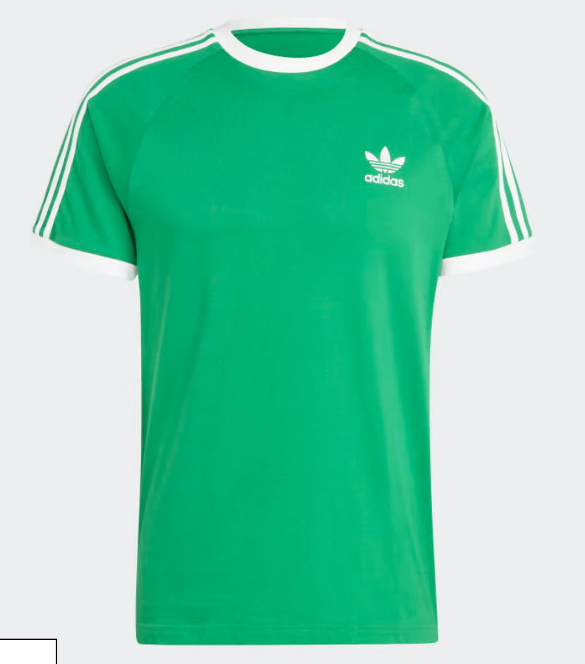 adidas Men's 3 Stripes Cotton T-Shirt Green Size Small