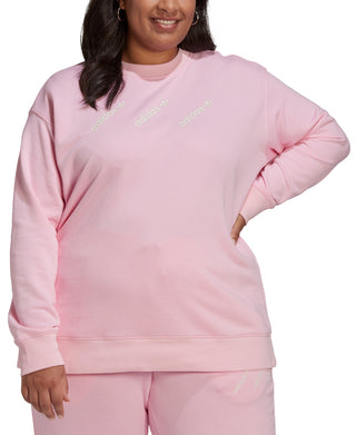 adidas Women's Crewneck French Terry Sweatshirt Pink Size 2X