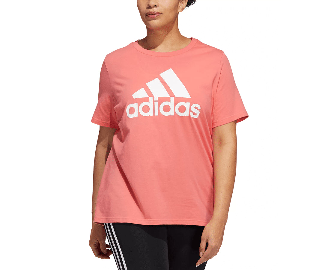 Adidas Women's Orange Cotton Logo T-Shirt Size 3X