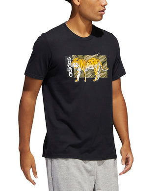 adidas Men's Tiger Graphic T-Shirt Black Size XX-Large