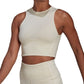 adidas Women's Hyperglam Recycled Blend Training Crop Top Beige Size Small