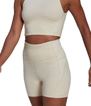 adidas Women's Hyperglam Recycled Blend Training Crop Top Beige Size Small