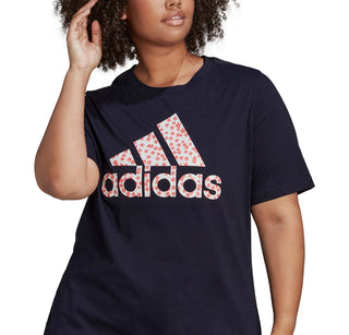 adidas Women's Floral Logo Graphic T-Shirt Blue