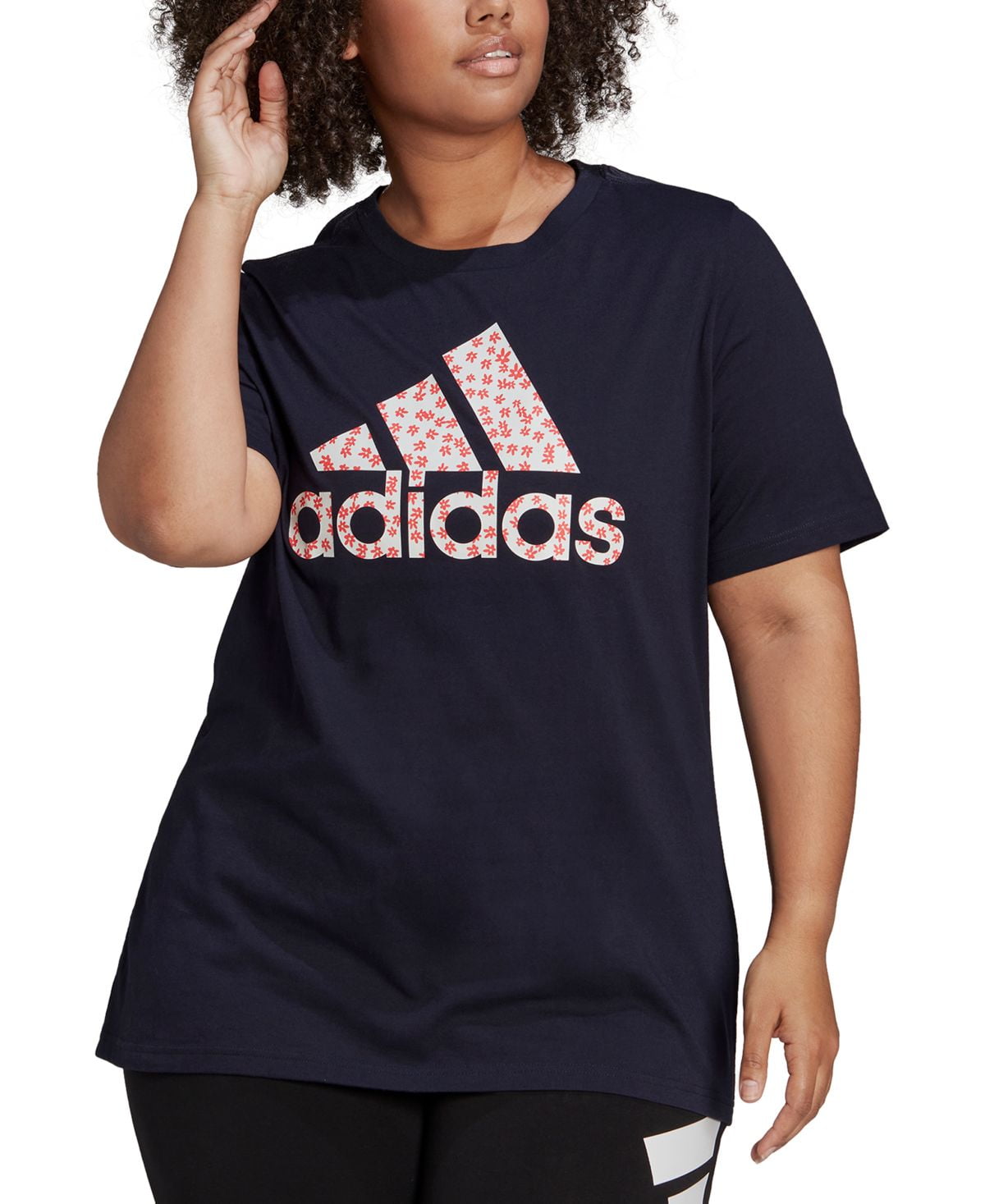 adidas Women's Floral Logo Graphic T-Shirt Size Plus